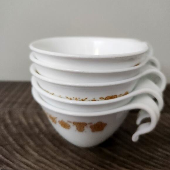 Retired Corelle Corning BUTTERFLY GOLD Stacking set of 5 tea coffee cups - Picture 1 of 7